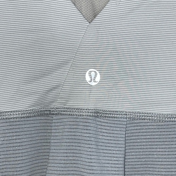 Lululemon Hustle & Bustle Tank Top 6 Grey Striped Drawcord Waist Cinch Athletic - Picture 6 of 15